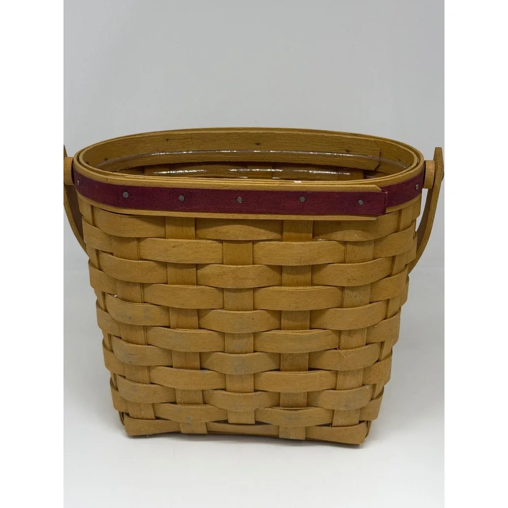 VTG Longaberger Woven Memories Basket 2005 Brown Red Accent Handwoven USA